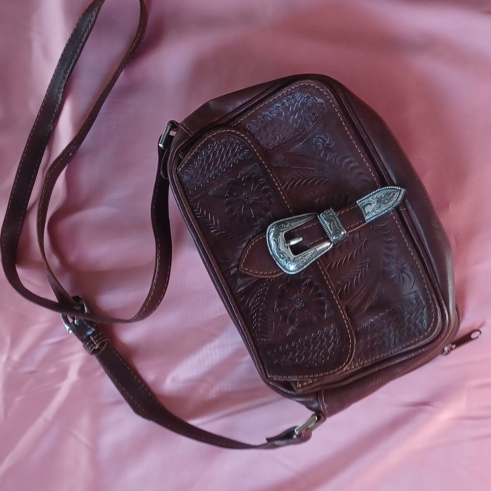 Vintage Embossed Leather Crossbody